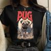 Unisex Retro Pug Dog Tshirt Funny Comic Puppy Graphic Crewneck Casual Pet Lover Trendy Streetwear Daily Tee Top