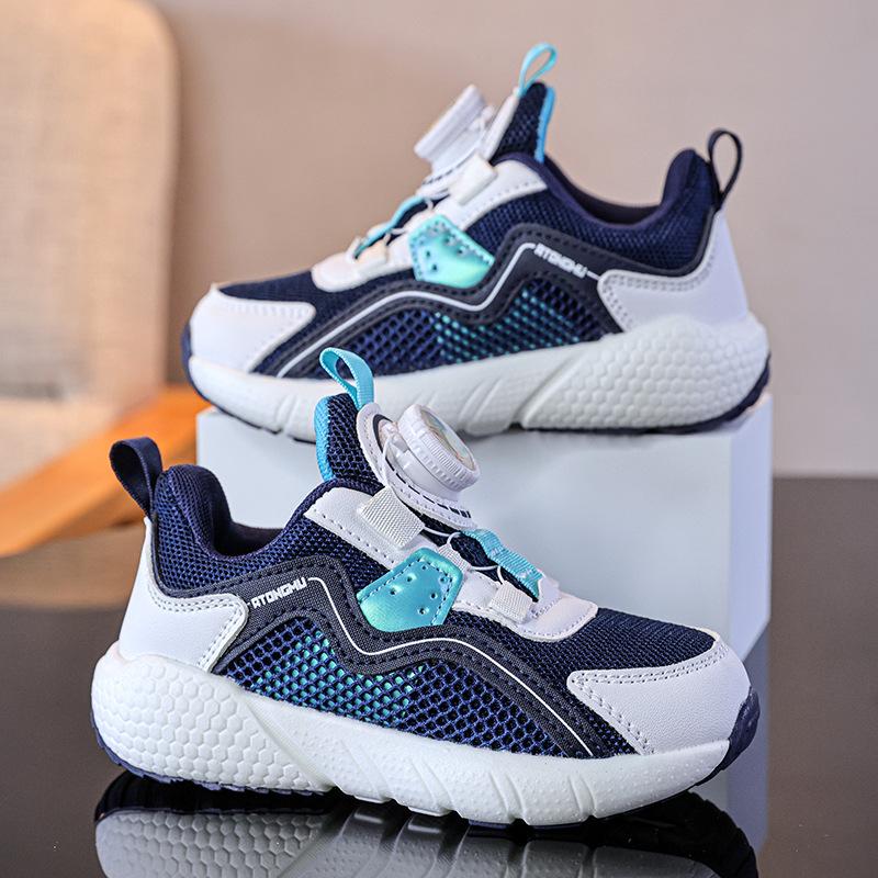 Spring and Summer New Boys Mesh Breathable Casual Non-slip Soft Bottom Rotating Buckle Technology Sports Shoes Children's Fashion Versatile
