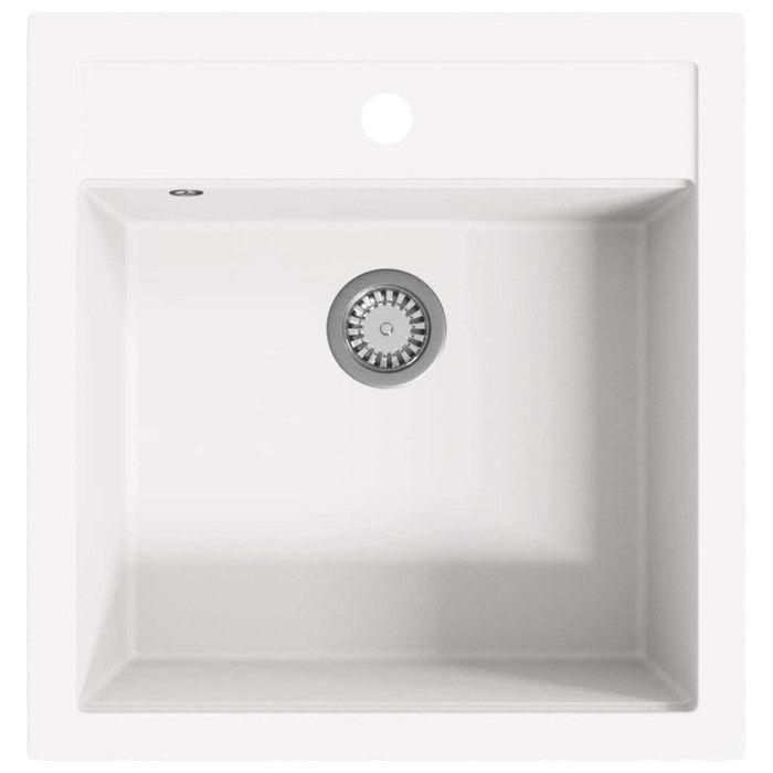 Évier de cuisine en granit - VIDAXL - Seul lavabo - Blanc - Résistant à la chaleur et aux rayures