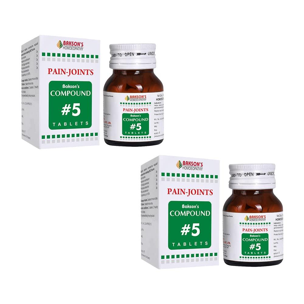 

Dr. Bakshi s BAKSON S Homoeopathy Compound #5 Tablets 100 Tabs X Pack of 2 for Joint Care