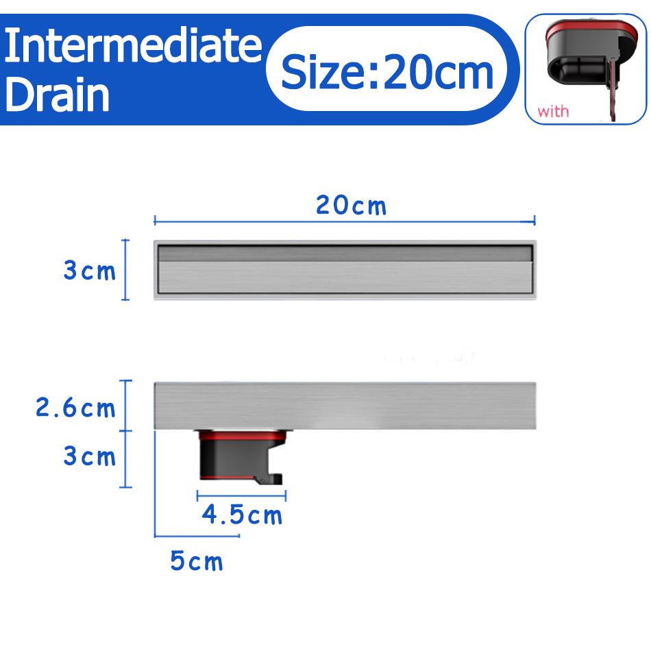 Bathroom Shower Floor Drain Black 304 Stainless Steel Rectangle Lavatory WC Long Linear Drainage Side Floor Drains 30 40 50cm