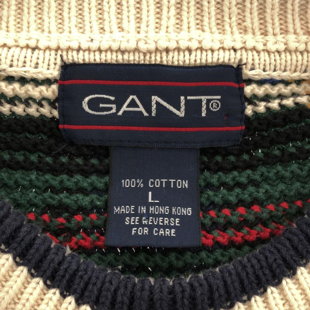 GANT 90s Check Pattern Long sleeve sweater L Knit Old Men's Used