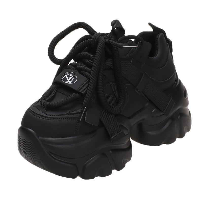 Fashion Women High Platform Sneakers 2025 New Autumn Breathable Chunky Dad Casual Shoes 7.5CM Thick Sole Trainers Leather Sneakers Woman