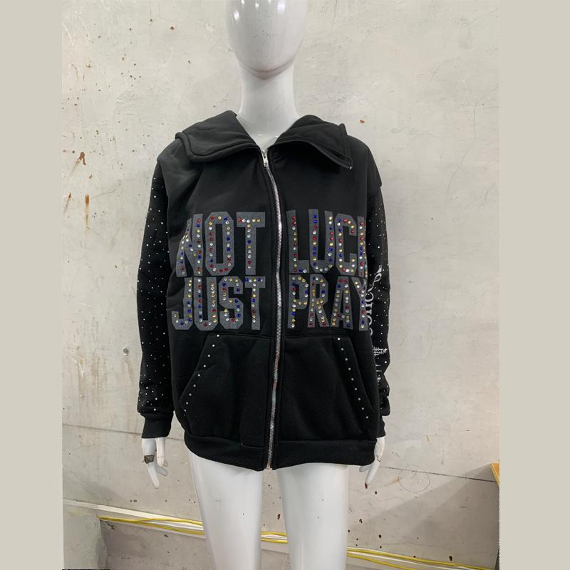 European and American niche letter men's and women's loose street hip-hop hooded sweatshirt