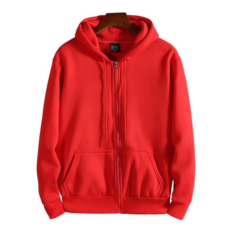

2023 толстовки на молнии для женщин/мужчин, модная толстовка с капюшоном и длинными рукавами, повседневная осенне-зимняя спортивная одежда, однотонная одежда L красный