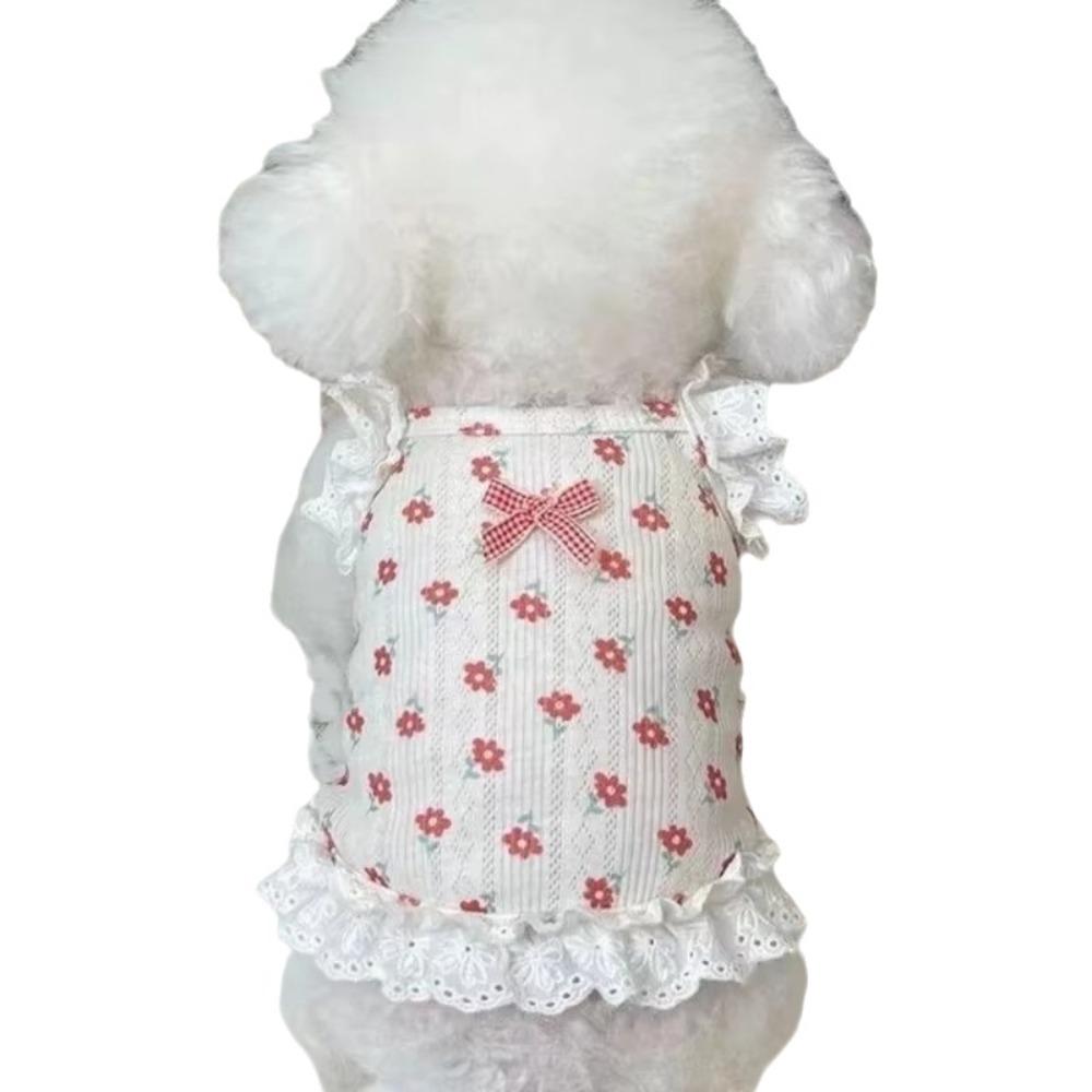 Flower Pattern Pet Camisole Vest Cute Puppy Clothes Princess Dress Floral Dog Dress  Summer Wear
