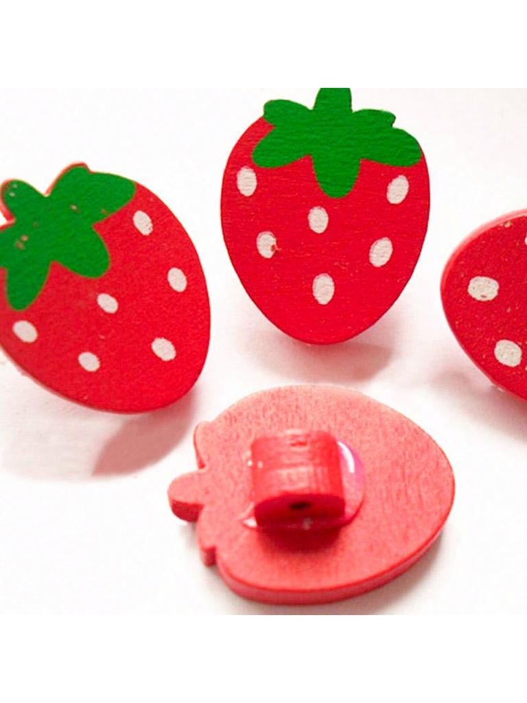 20pcsWooden Strawberry Wood Button Clothing Accessories Children's Cartoon Shape Buttons