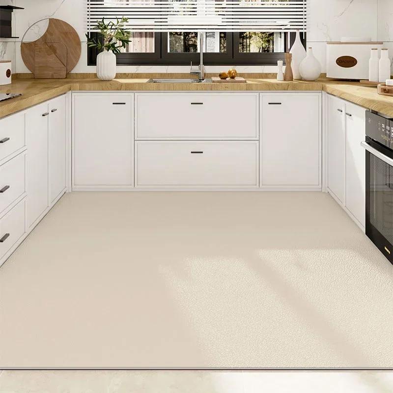 Kitchen Carpet, Waterproof Pvc Floor Mats, Non-Slip Leather Mat, Solid Color, Home Decoration, Big Size, Custom Rug
