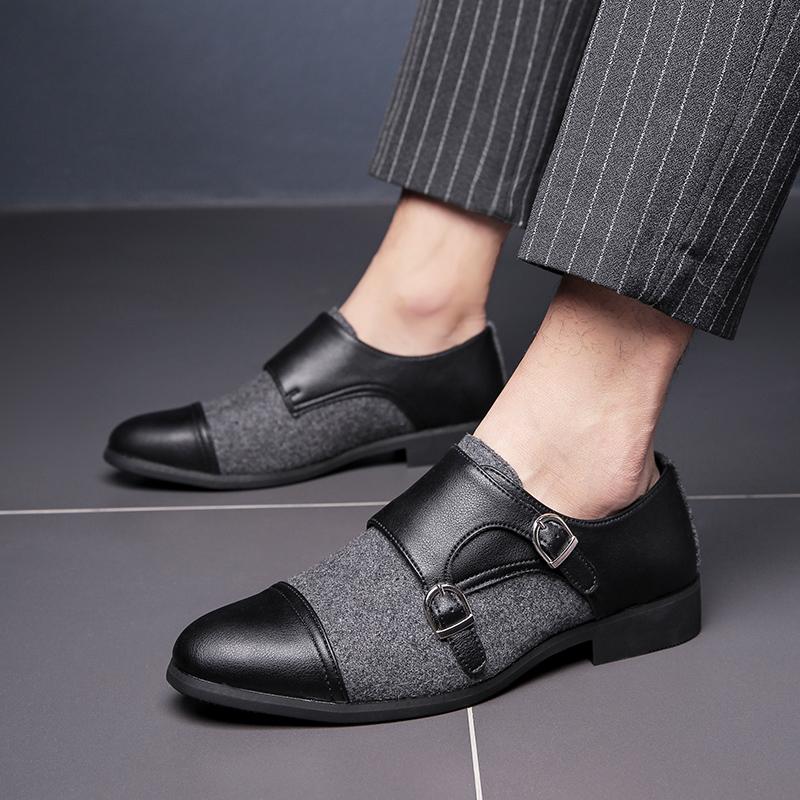 Fashion Men's plus size leather shoes Trendy fashion designer styles Outdoor leisure business party office wedding Color blocked shoes