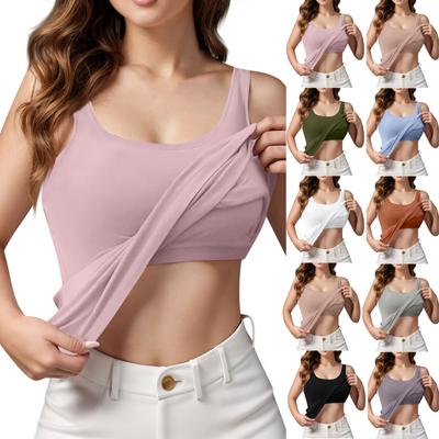 Women's Solid Color Cup Yoga Bottom Shirt Sports Underwear Vest