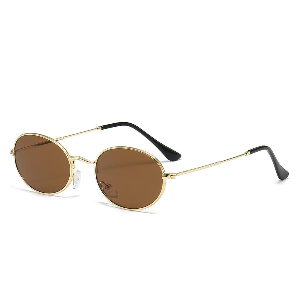 Metal sunglasses, retro oval-shaped, oversized style, punk sunglasses, driving glasses