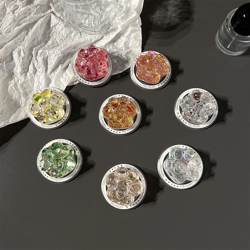 Ins Style Color Glitter Korean Mobile Phone Airbag Holder Women High-end Simulation Cat Paw Magnetic Suction Desktop