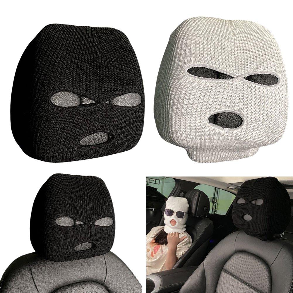 Halloween Funny Car Headrest Protector Universal Spoof Face Car Seat Head Rest Cover Car Anti-Theft Warning Accessories