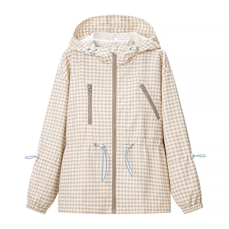 Womens Oversized Plaid Hooded Jacket 2026