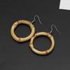 Boucles d'oreilles créoles pendantes rondes en bois de bambou naturel faites à la main Bijoux de mode-r