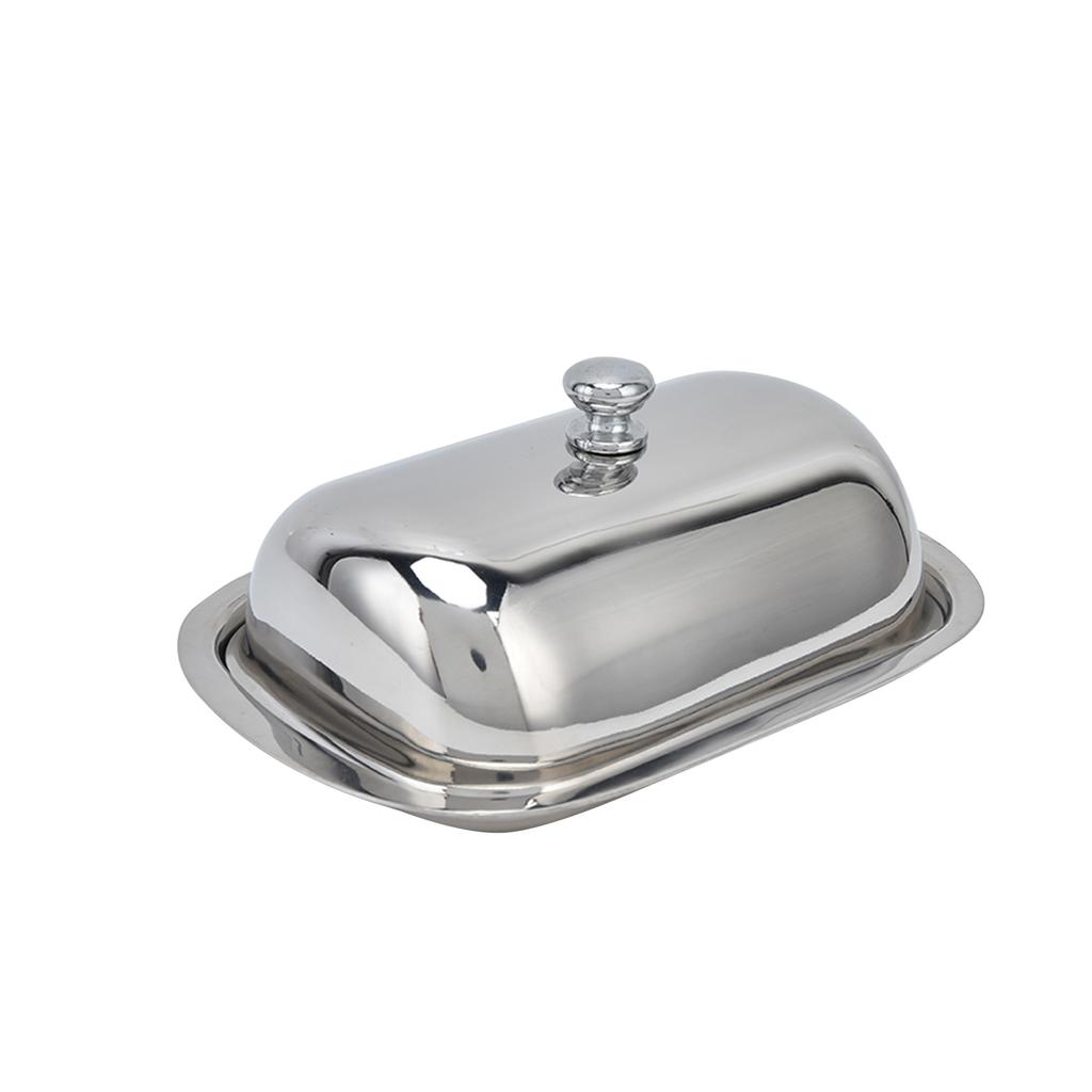 Stainless Steel Butter Dish HighGloss Dessert Bread Cheese Cake Box Food Storage Box with Lid