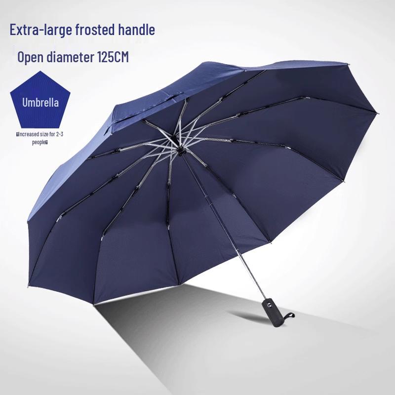 Large Dual-Use 12-Rib Auto Folding Umbrella, Windproof & Sun/Rain Proof, for Two People, Men & Women, Durable & Simple Design