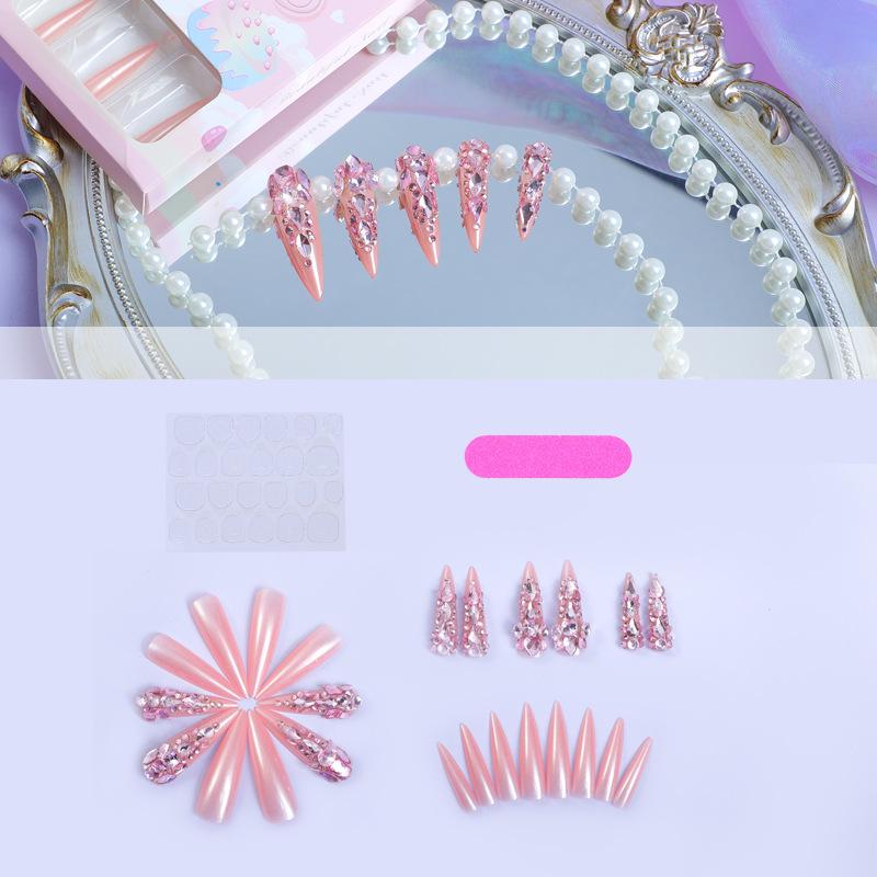 

Горячо продаваемые розовые ногти-пуанты - Ручная работа, Высокое качество, Блестящие типсы для маникюра в 10 или 24 штуках