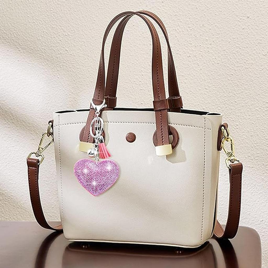 Rhinestone Heart Finger Keychain Bling Crystal Strap Pendant for Key Keychain Handbag Wallet Key Accessories Gift for Women