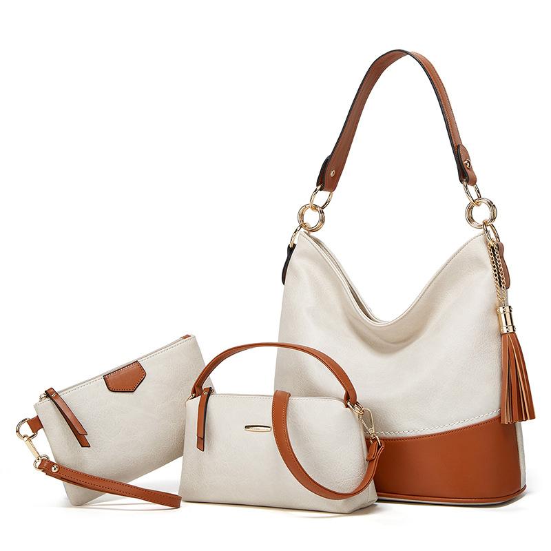 Большая сумка Женская Мамина Универсальная Осенне-Зимняя Текстурная Сумка-Почтальон Высококлассная Модная Наплечная белый