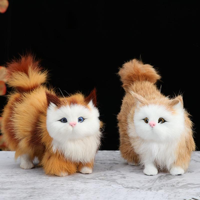 Simulation Cute Cat Plush Toys Soft Stuffed Kitten Model Fake Cat Realist Animals For Kids Girls Birthday Valentine'S Day Gift