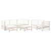 Salon de jardin 7 pcs - Design à lattes - Bois de pin massif - Modulaire - Blanc