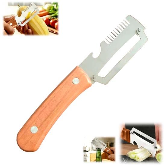 Vegetable Peeler with Ergonomic Handle 2-in-1 Fruit Peeler And Bottle Opener Wide Curved Blade Kitchen Peeling Tool for Potatoes Apples Citrus