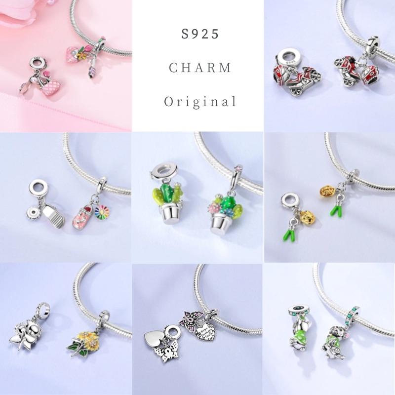 PAMELA 925 Silver Heart Birthstone Charm with Multi-color Zircon Flower Bead for Bracelet Best Gift