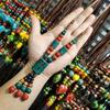 Ceramic Pendant Necklace Handmade Knotted Braided Rope Adjustable Long Sweater Chain Boho Vintage Ethnic Tribal Fashion Women Accessories Jewelry