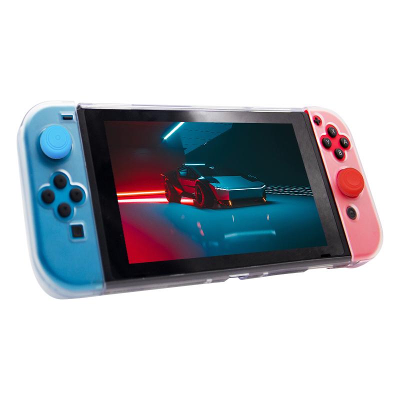 SW369 6-in-1 Clear Case Kit for Nintendo Switch,Anti-Scratch Shell Cover with Screen Protector and Grip Caps