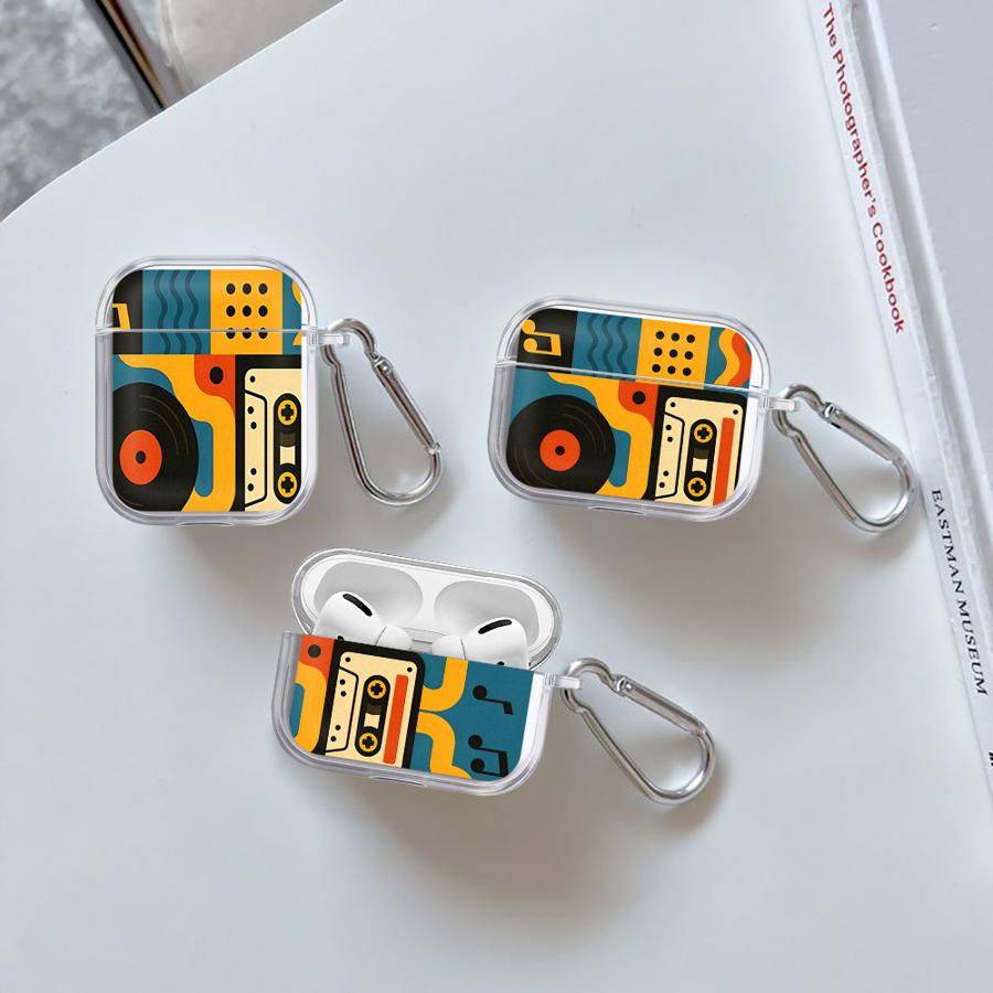 Trendy Retro Music Pattern Case For Airpods Pro Pro3 4 2 3 Pro2 1 Clear Earphone Cases Cover