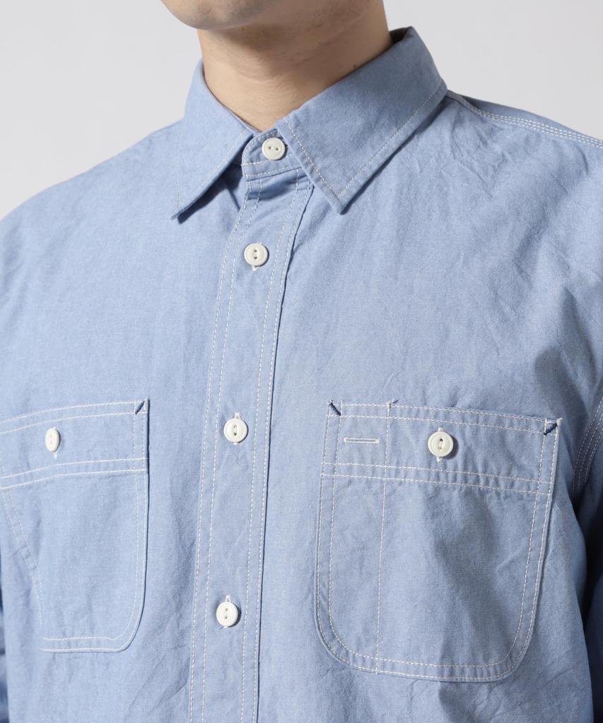 AVIREX DAILY BASIC CHAMBRAY LONG SLEEVE SHIRT Long Sleeve Basic Chambray Shirt 2XL 110 Blue Men's 783-3920003