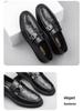 Men's British Style Cowhide Slip-On Leather Shoes: Versatile, Height-Increasing, Trendy for Casual or Wedding Wear.