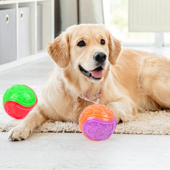 Squeaky Ball Dog Chew Toy TPR Interactive Toys for Dogs Teeth Cleaning Bite Resistance Pet Supplies for Home Outdoors Walking Traveling