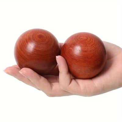 2 PCS Wooden Hand Massage Balls, Fitness Recovery & Muscle Relaxation Tool, Palm Stress Relief, Portable Gift