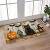 Halloween Black Cat Door Mat Entrance Non Slip Floor Mat Pumpkin Bat Wooden Board Printed Carpet Home Decoration
