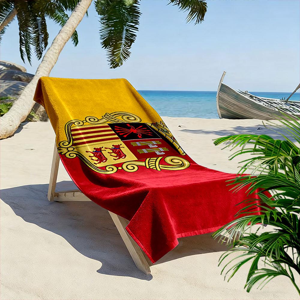 Giant Beach Towel with Spanish Coat of Arms Shield Crest, Quick Dry Microfiber, Soft and Absorbent, for Beach Pool Travel Gift