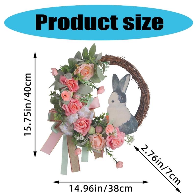 Artificial Easter Rabbit Wreath Accessory for Front Door Rabbit Eggs Spring Decoration for Indoors and Outdoor Use