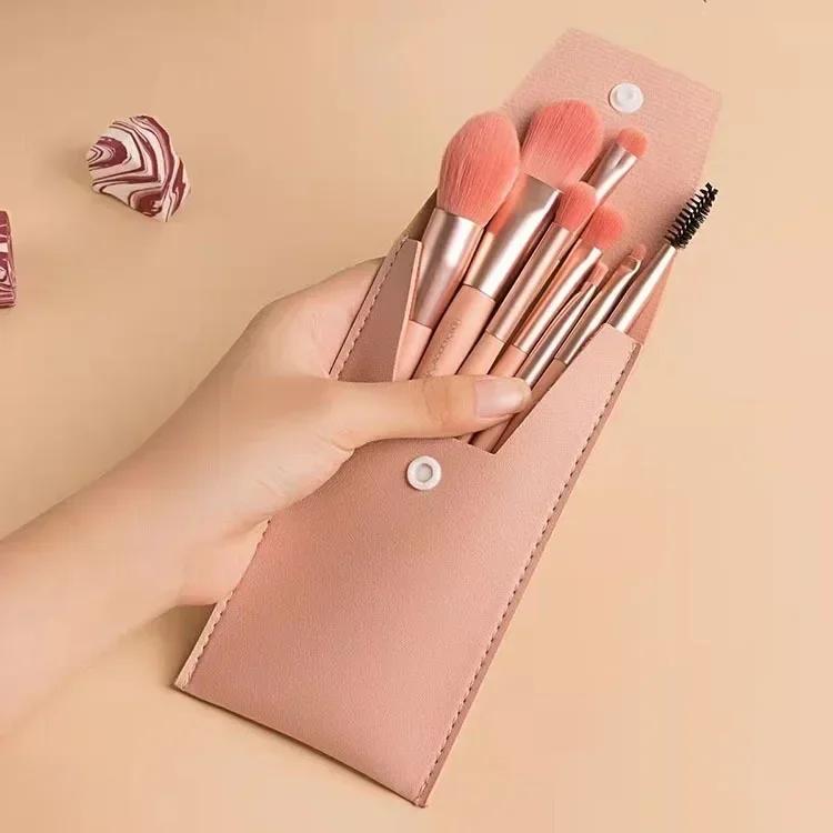 8pcs Makeup Brushes Set with Leather Bag Women Beauty MakeUp Tool Eye Shadow Foundation Cosmetic Powder Blush Blending