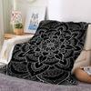 1pc Black Mandala Soft & Warm Polyester Knit Blanket, Digital Printed, All-Season Throw for Napping, Traveling, Sofa yy250906019