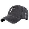 Washed Baseball Cap Embroidered Faith Cross Vintage Distressed Dad Hat Adjustable Unisex Outdoor Sun Protection