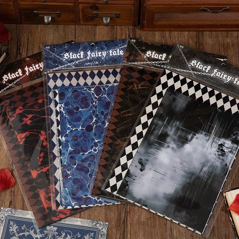 10Sheets/Pack Lightweight Paper Material Paper, Black/Red/Blue/Golden Dark Style, For Hand Account Decoration, Halloween Gift Packaging