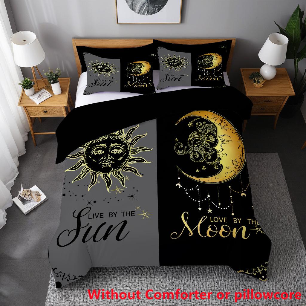 SHEIN Sun and Moon 3D Digital Printing Quilt Set Three-piece Customization