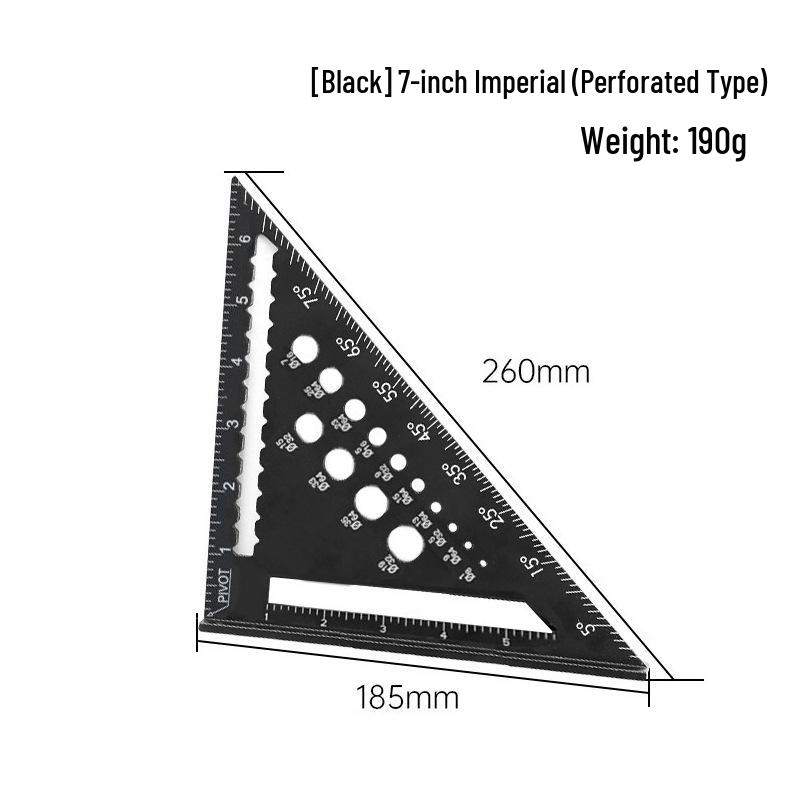 7-inch Aluminum Alloy Precision Triangle Ruler - Metric & Imperial Woodworking Measuring Tool