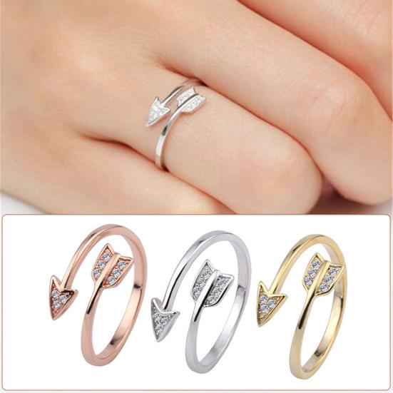 

Унисекс Rhinestone Arrow Jewelry Party Club Открытое кольцо Регулируемый аксессуар для пары