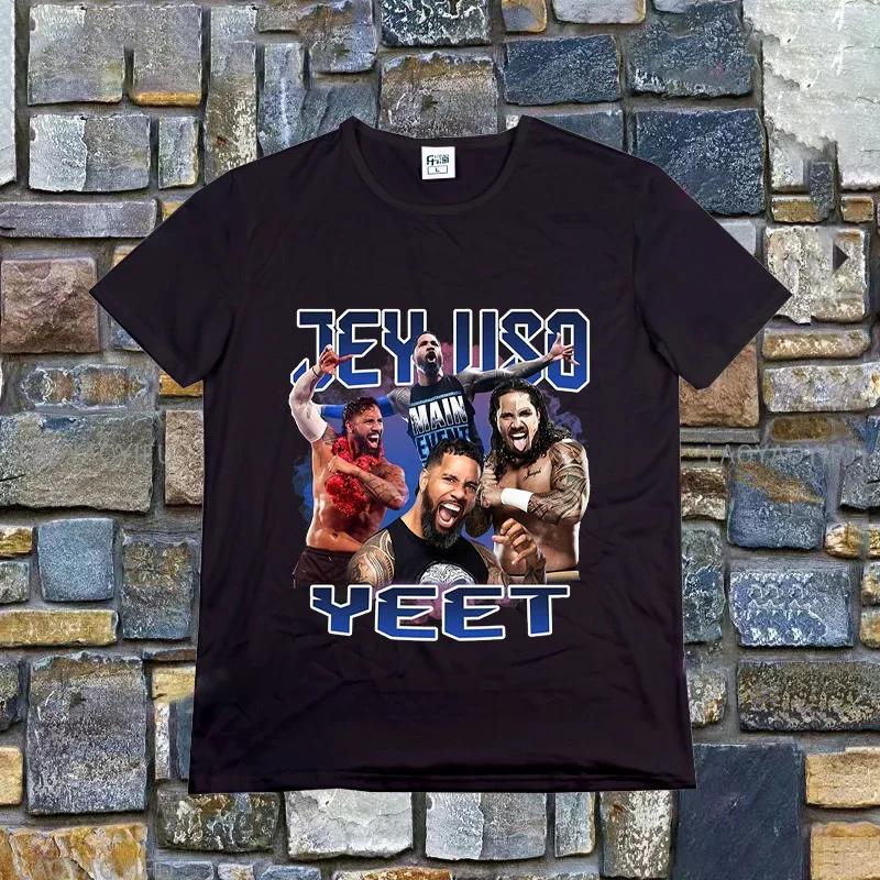 Retro Tričko Jey Uso Yeet Vtipné citáty Wresting Lovers Grafické tričko Měkké Unisex Tričko s výstřihem do O Letní tričko Módní topy