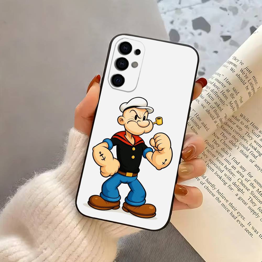Cartoon funny P-Popeye-es Phone Case For Samsung S25,S24,S21,S22,S23,S30,Ultra,S20,Plus,Fe,Soft Silicone Black Cover