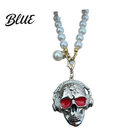 Skull Car Mirror Hanging Ornament Ornament Gothic Faux Pearl Chain Auto Rear Spooky Vehicle Accessories View Charm Funny Interior Pendant for Women