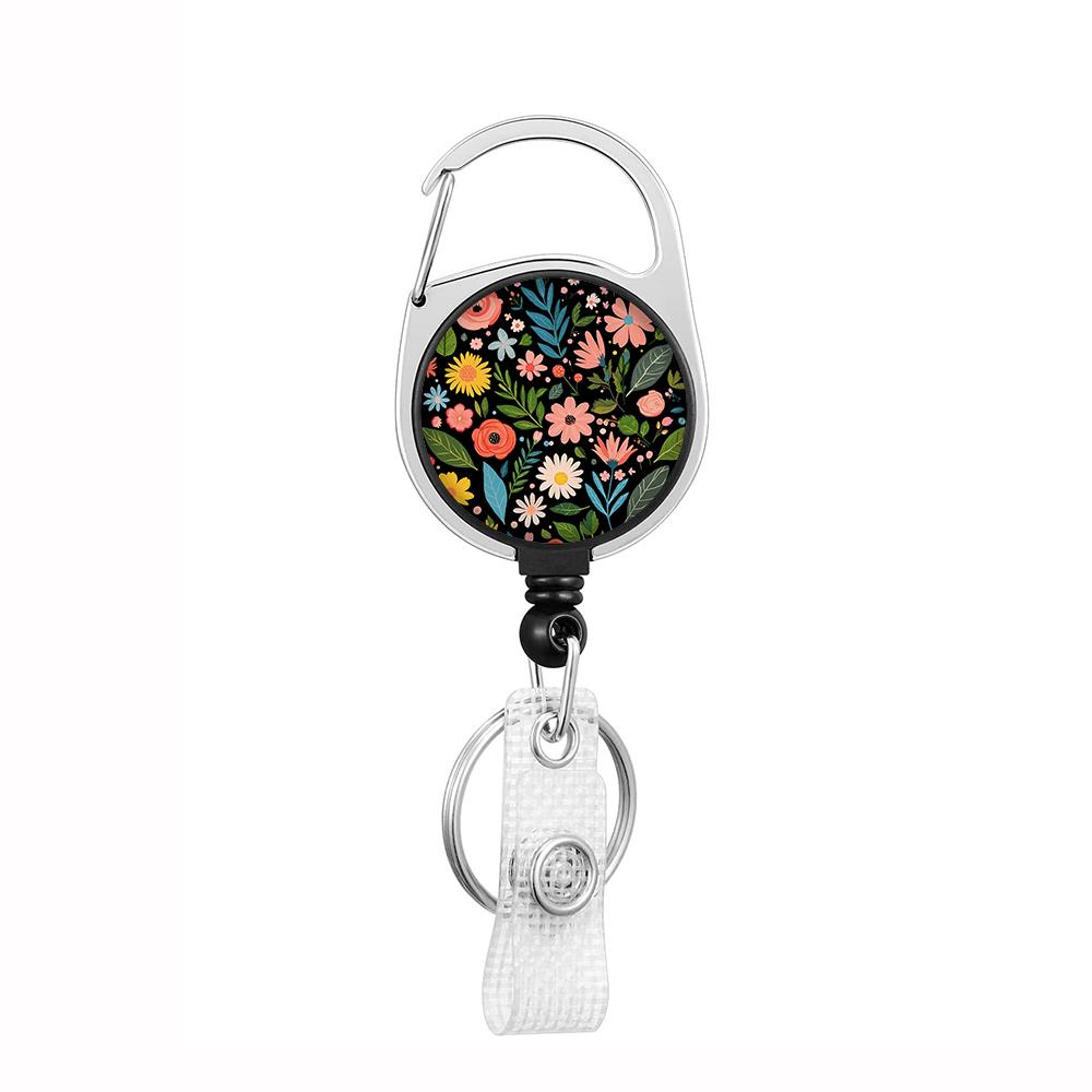 Plant Flowers Clip Lanyards ID Badge Holder Porta Credencial Lanyards Keychain Badge Reel Nurse Retractable Wholesale
