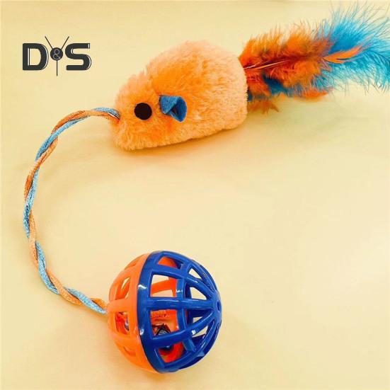 Interactive Cat Mouse Toy with Bells Simulation Plush Mouse Cat Chew Toy Fuzzy Cat Mice Bell Toy for Indoor Cats